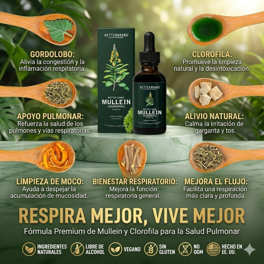 Gotas de Gordolobo - Desintoxicación Pulmonar & Salud Respiratoria